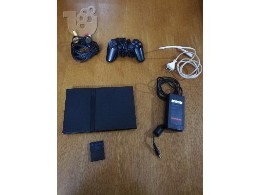 Playstation 2 + μοχλος + memory card + 17 παιχνιδια