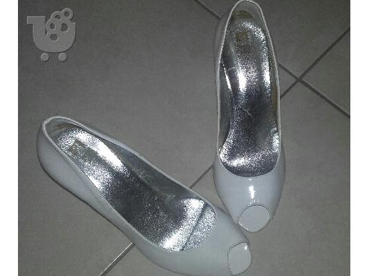 PoulaTo: Γοβάκια peep toe λευκά,  Ελληνικής κατασκευής