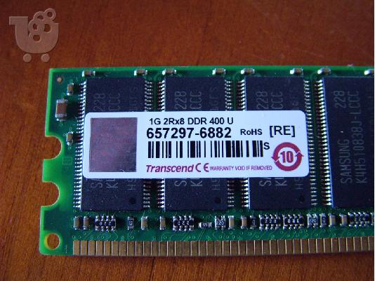 RAM MUSHKIN 991130 1GB DDR1 PC-3200 400MHZ + TRANSCEND	1GB JM DDR 400  DDR1