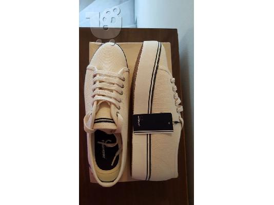 PoulaTo: Fred Perry Phoenix White Canvas Flatform Sneakers