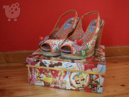 Πωλείται-Pin up heels- χειροποίητα πέδιλα-peep toe-Πλατφόρμες...