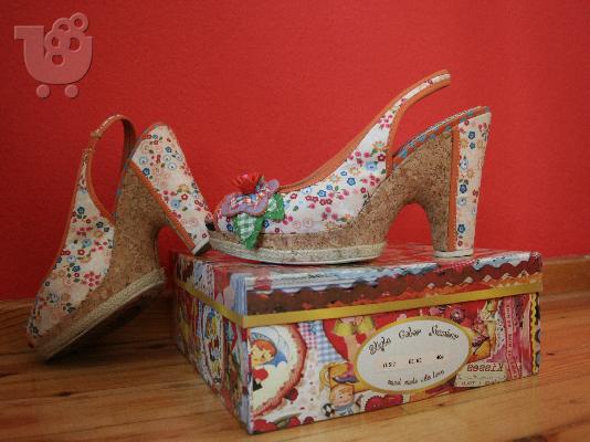 PoulaTo: Πωλείται-Pin up heels- χειροποίητα πέδιλα-peep toe-Πλατφόρμες