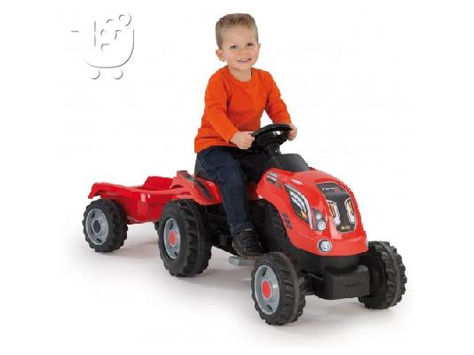 PoulaTo: Smoby Τρακτέρ Κόκκινο μαζί με καρότσα FARMER XL RED (710108)