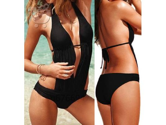 Sexy BLACK Padded Halter Monokini MEDIUM