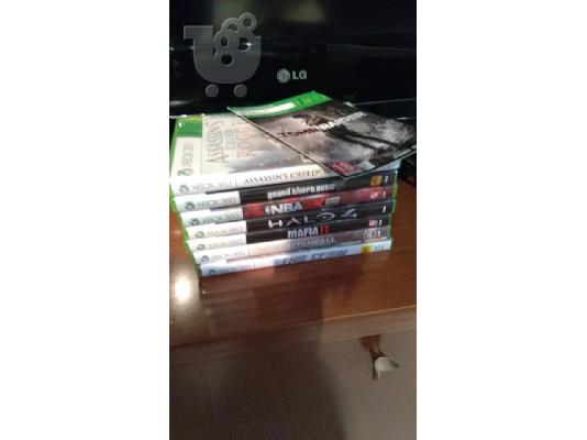 xbox 360 250gb + 3 χειριστηρια + 7 παιχνιδια