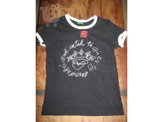 PoulaTo: 0360 benetton μαυρο μπλουζακι size: L για κοριτσακι 8-10 ετων.