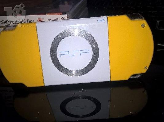 Sony PSP lite κιτρινο limited edition + 5 παιχνιδια + φορτιστης + καρτα μνημης...