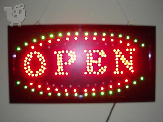 Φωτεινη πινακιδα με led "ανοικτο" (open)