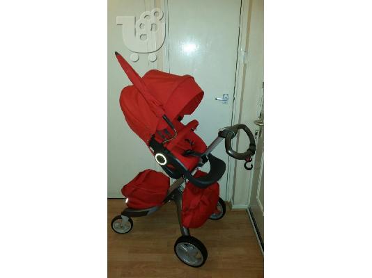 PoulaTo: Stokke Xplory V3 Κόκκινο Καροτσάκι / Καλαθούνα / παιδικό καροτσάκι