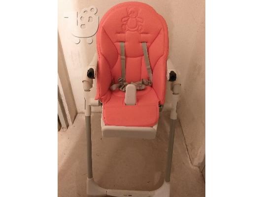 Καρεκλάκι φαγητού Peg Perego Prima Pappa Zero 3 Eco Leather χρώματος κοραλί σε άριστη κατά...