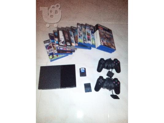 PoulaTo: Playstaiton 2 slim με 14 παιχνίδια.