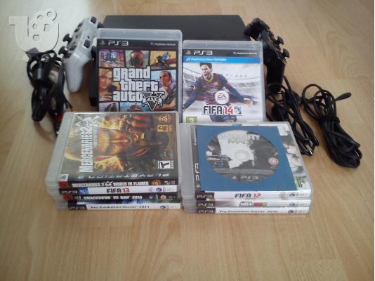 PoulaTo: Πωλείται PS3 Slim 250GB+10 παιχνίδια (Μαζί με GTA V)+2 controllers