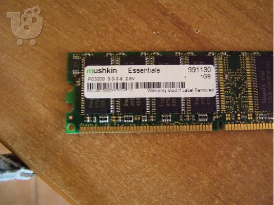 RAM MUSHKIN 991130 1GB DDR1 PC-3200 400MHZ + TRANSCEND	1GB JM DDR 400  DDR1