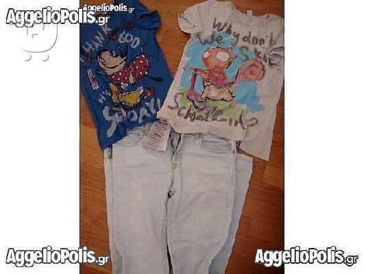 PoulaTo: ​Παντελονι τζην zara & δύο μπλούζες zara για 9-12