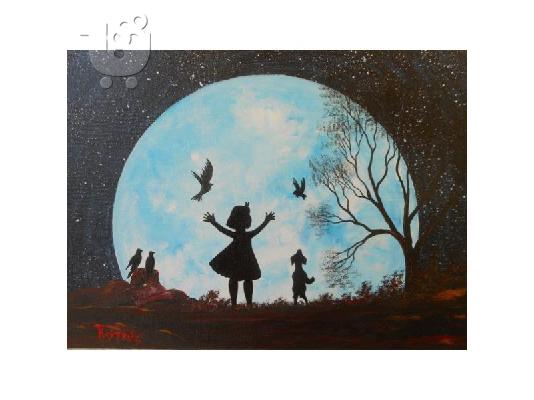 PoulaTo: HAPPY LITTLE GIRL – Έργο ζωγραφισμένο στο χέρι με ακρυλικά χρώματα σε canvas panel