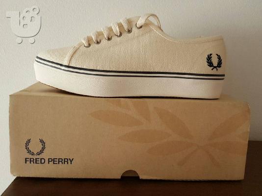Fred Perry Phoenix White Canvas Flatform Sneakers